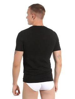 Однотонная футболка из хлопка и эластана черного цвета BALDESSARINI RT90044/6083 930